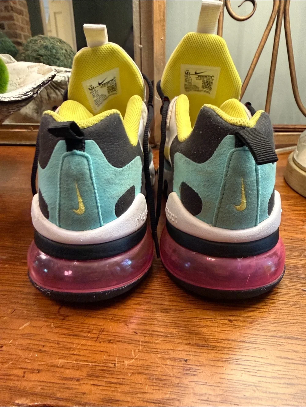 Nike Air270 react Purple Teal Yellow Black White Air Max React Sneakers 6.5 y